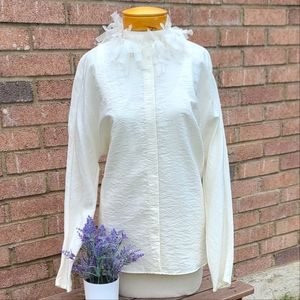 $1,140 NWT Fabiana Filippi trim white blouse